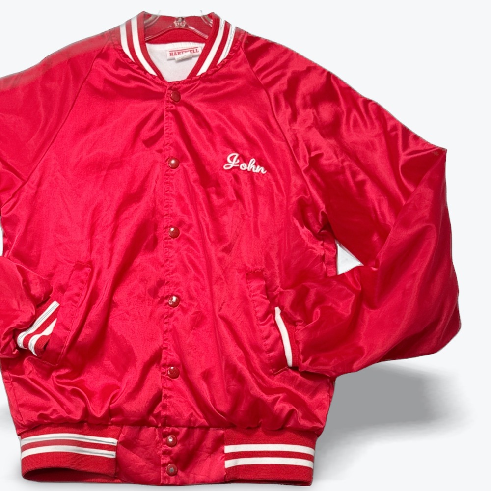 VTG Hartwell Satin Bomber Jacket Swingster 1990 Little League Small